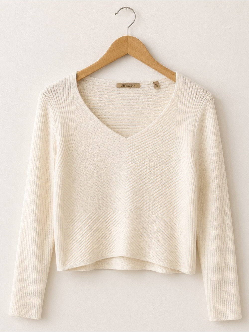 Shyanne Ribbed Scoop Neck Long Sleeve Sweater Cream XL